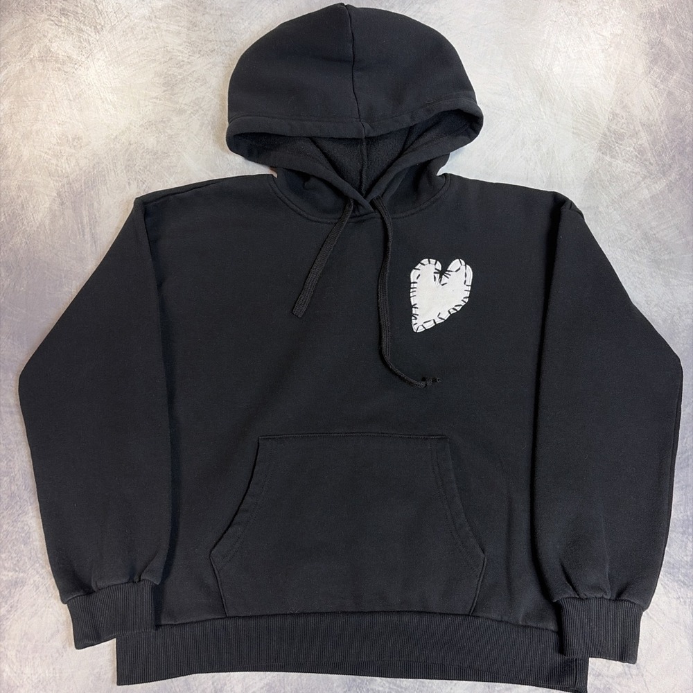 AQUA x Kerri Rosenthal Heart Patch Hoodie Womens S Black Pullover Bloomingdales